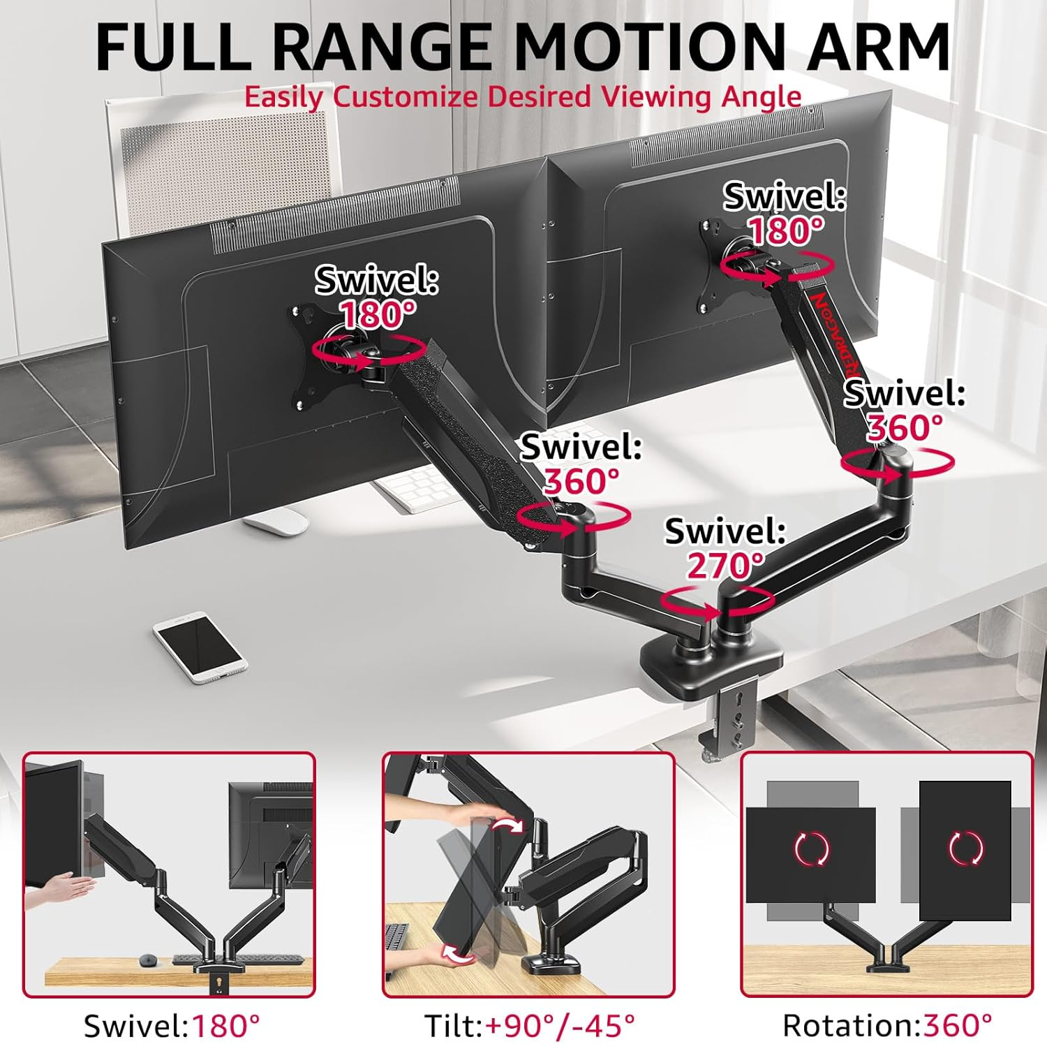 Redragon GMK915 IVORY Dual Monitor Mount Redragon GMK915 IVORY Dual Monitor Mount